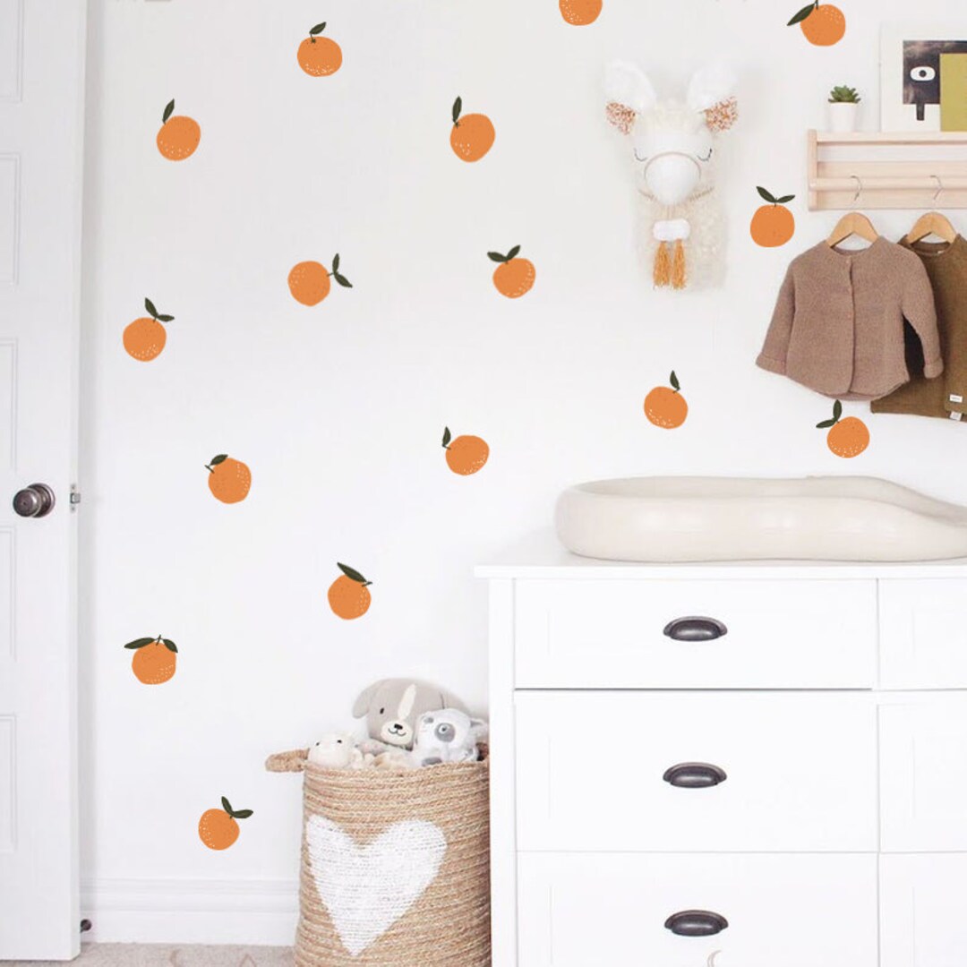 Orange Wall Decals Orange Hand Drawn Decal Kitchen Wall Etsy