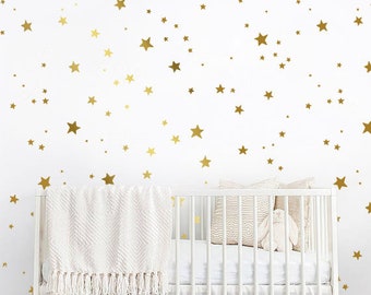 Calcomanías de pared de 150 estrellas - Calcomanías de estrella dorada, calcomanías de pared de guardería, pegatinas de pared de estrella, calcomanías de pared extraíbles, decoración de pared para niños, decoración de guardería ga49