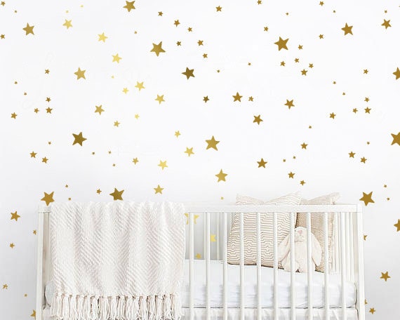 150 star wall decals gold star decals nursery wall decals | etsy