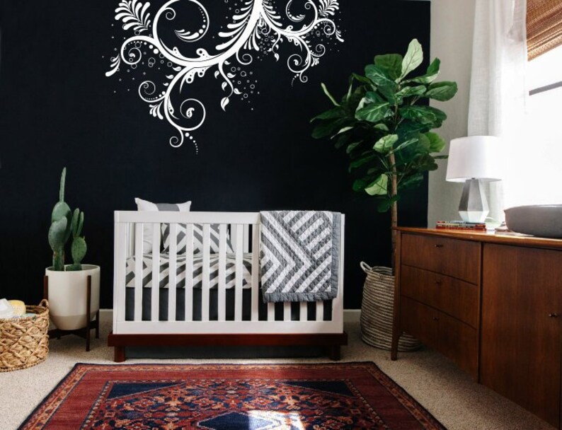 Botanical Wall Decals Modern Vinyl Decal Set Flower Etsy