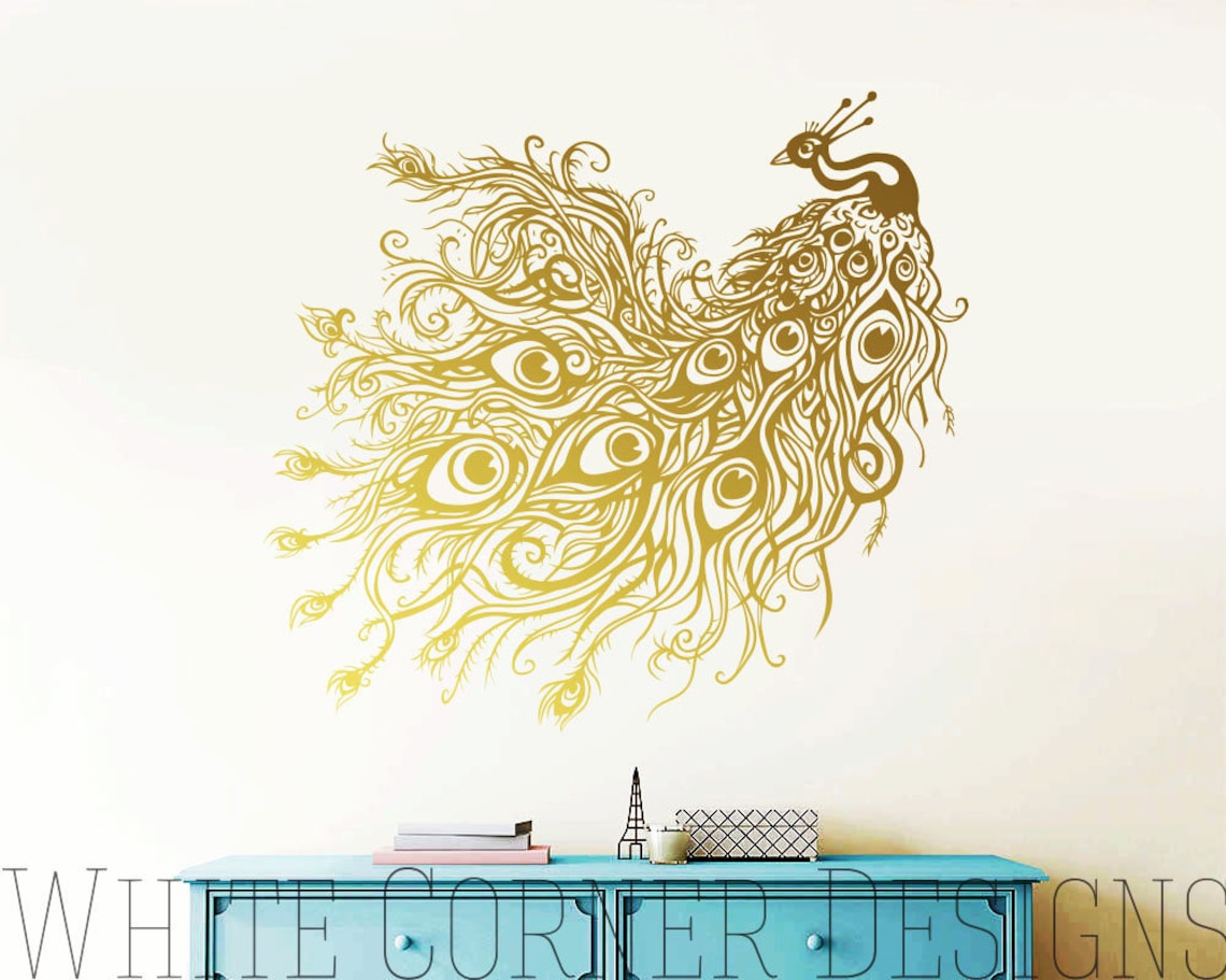 Peacock Wall Decals Peacock Decor Wall Decor Wall Decals Etsy