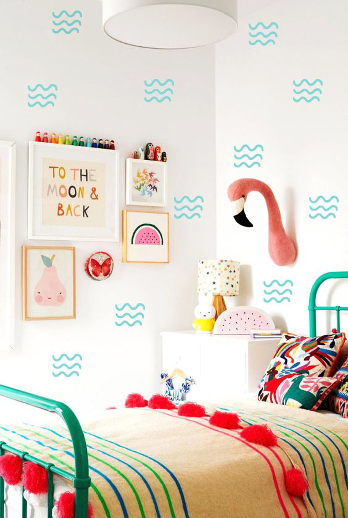 Waves Wall Decals Wave Wall Sticker Hand Drawn Sticker Etsy