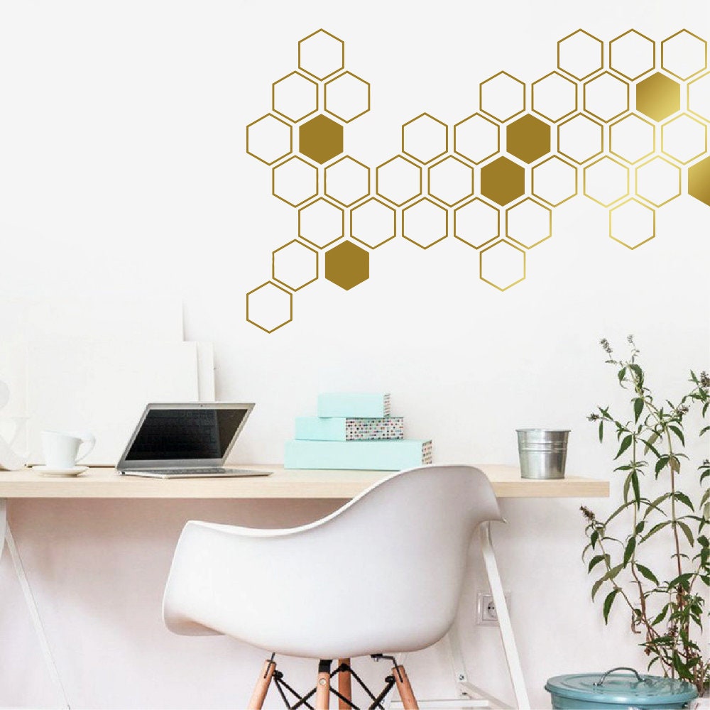Wall Decals Geometric Wall Decals Gold Vinyl Etsy