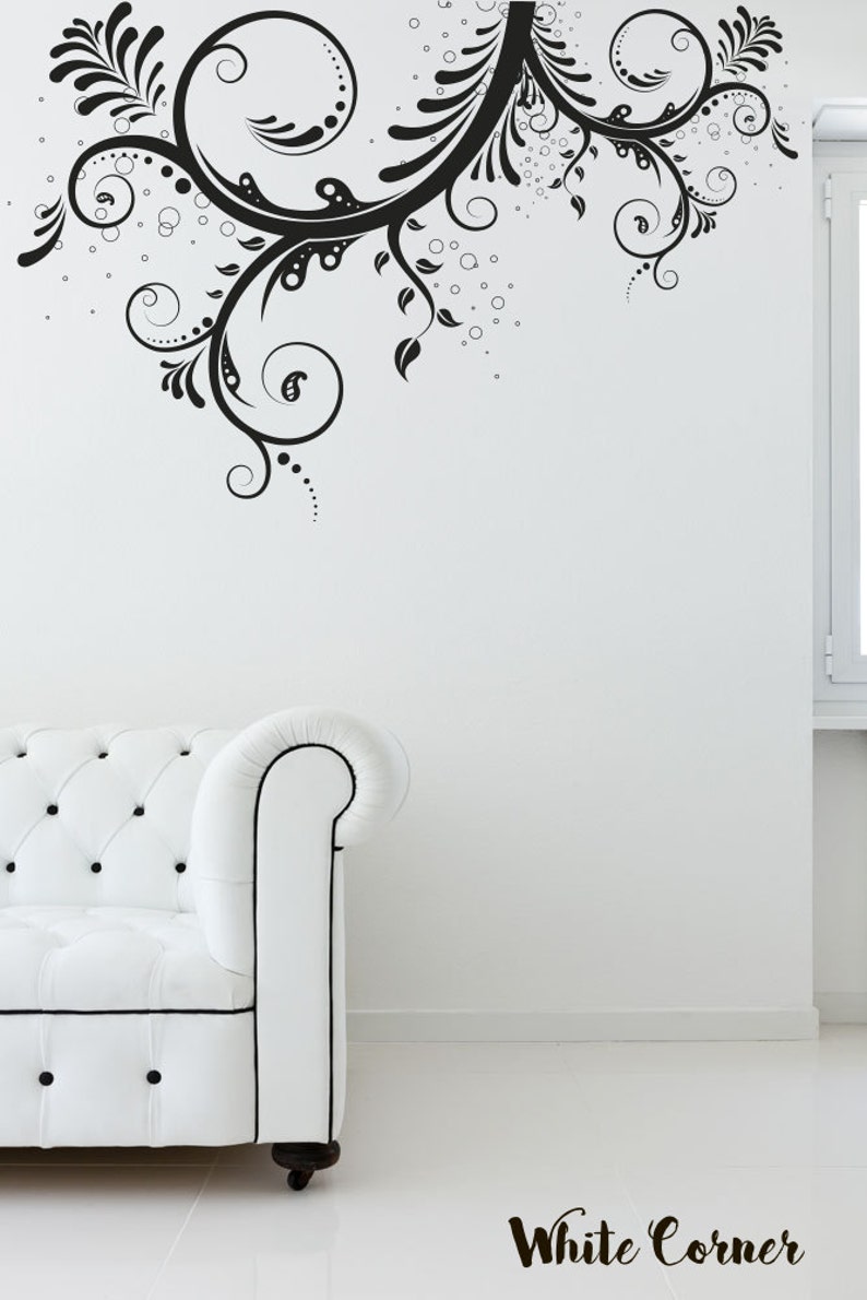 Home Living Wall Decals Murals Rta1626 Corner Leaver Pattern Damask Flowers Dot S Living Room U0421urls Office Beautiful View Wall Decal Vinyl Decor Sticker Bedroom