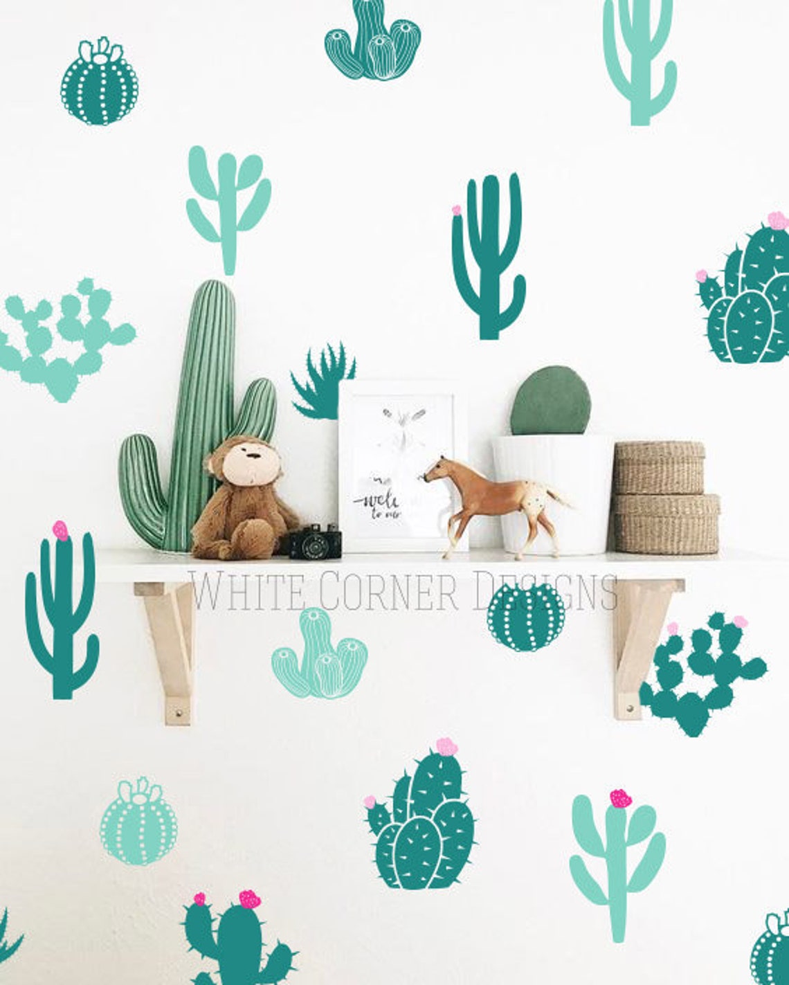 Cactus Wall Decals Colorful Cacti Wall Stickers Nursery Etsy