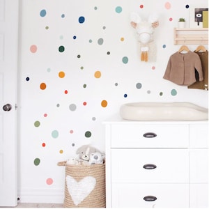 Muted Boho Polka Dot Wall Decals - Hand Drawn Polka Dot Irregular Dot h40