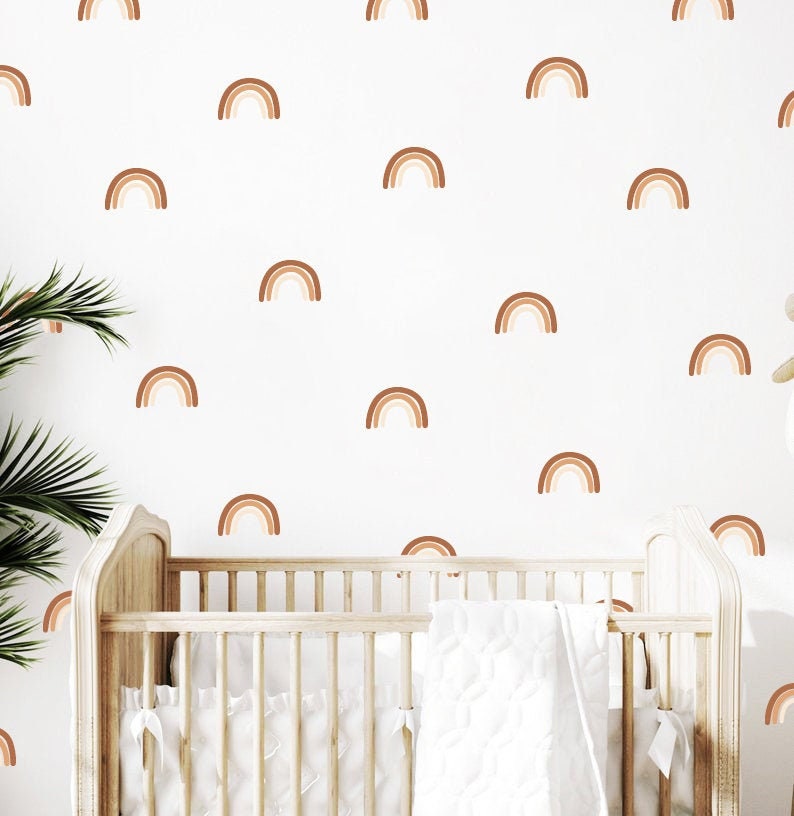 Boho Rainbow Wall Decals Hand Drawn Rainbow Wall Sticker H70 Etsy