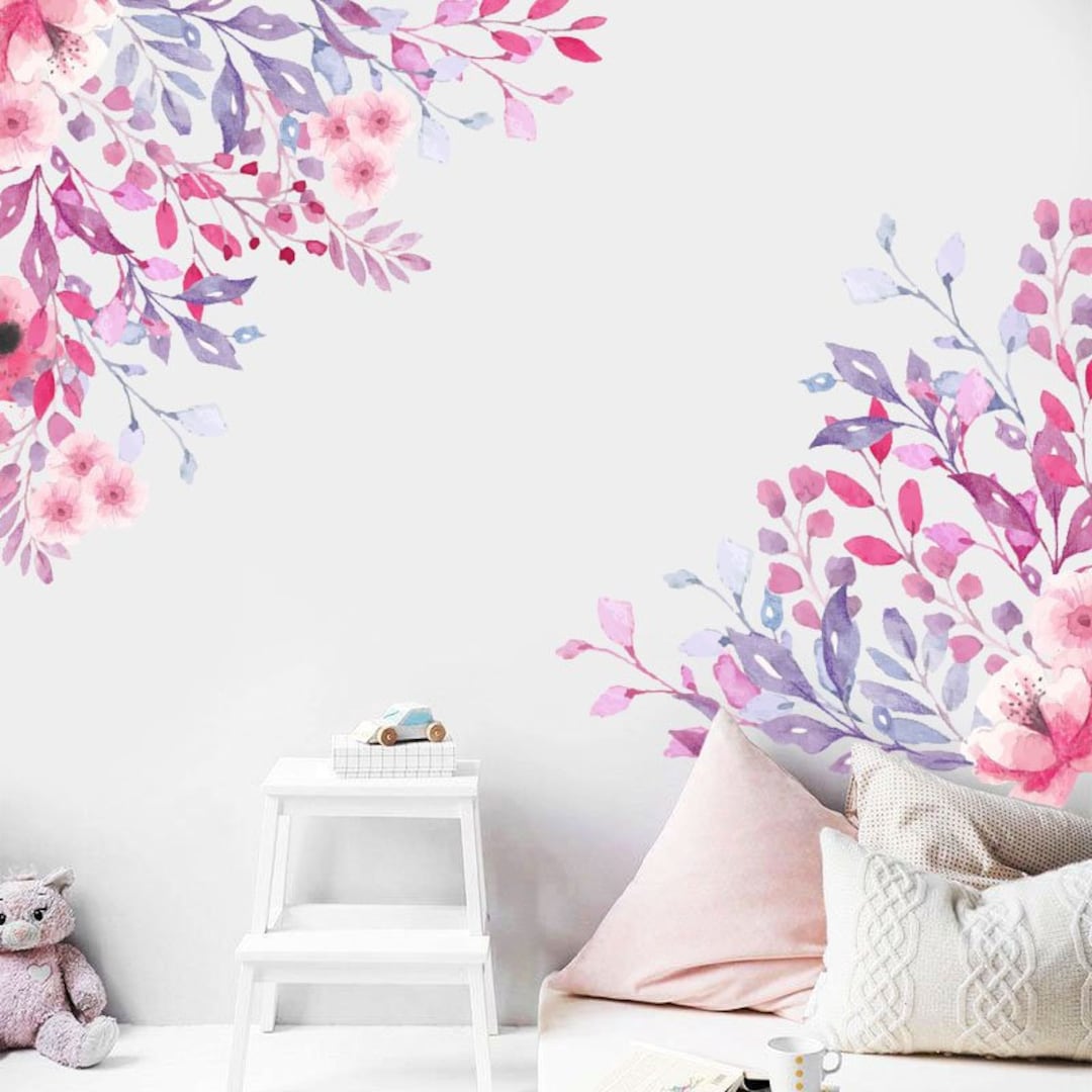 Watercolor Flowers Wall Decal / Wild Flowers Decals / Flower Decals