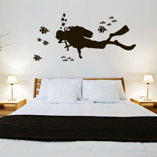 Wall Décor Home Décor Scuba Diving Posture Underwater Diving Poses Vinyl Design Wall Sticker Art