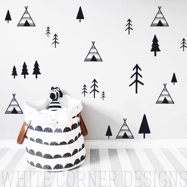 50 Camping Wall Decals - Nursery Decor, Gift for Mom, Wall Decor, Tree Decals, Kids Room Decals, Wall Art, Vinyl Wall Decal ga62