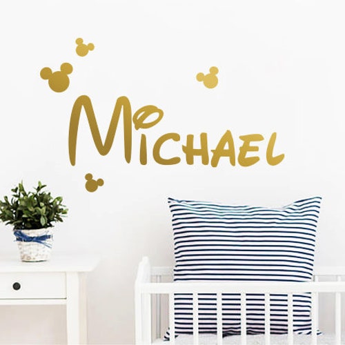 Mickey Mouse Wall Decal Custom Name Decal Bow Decal Etsy