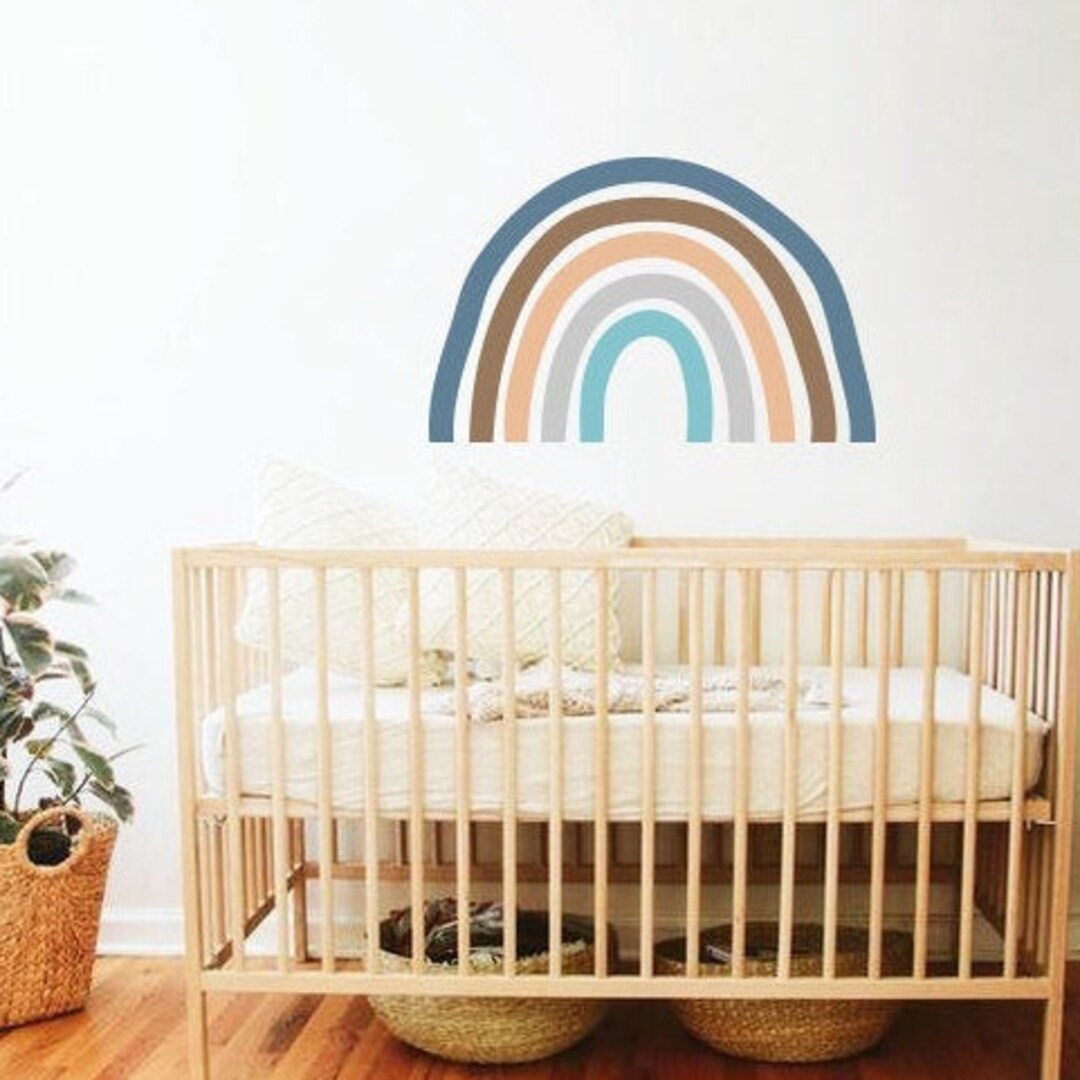 Large Rainbow Wall Decals Hand Drawn Rainbow Wall Sticker, Boho Rainbow ...