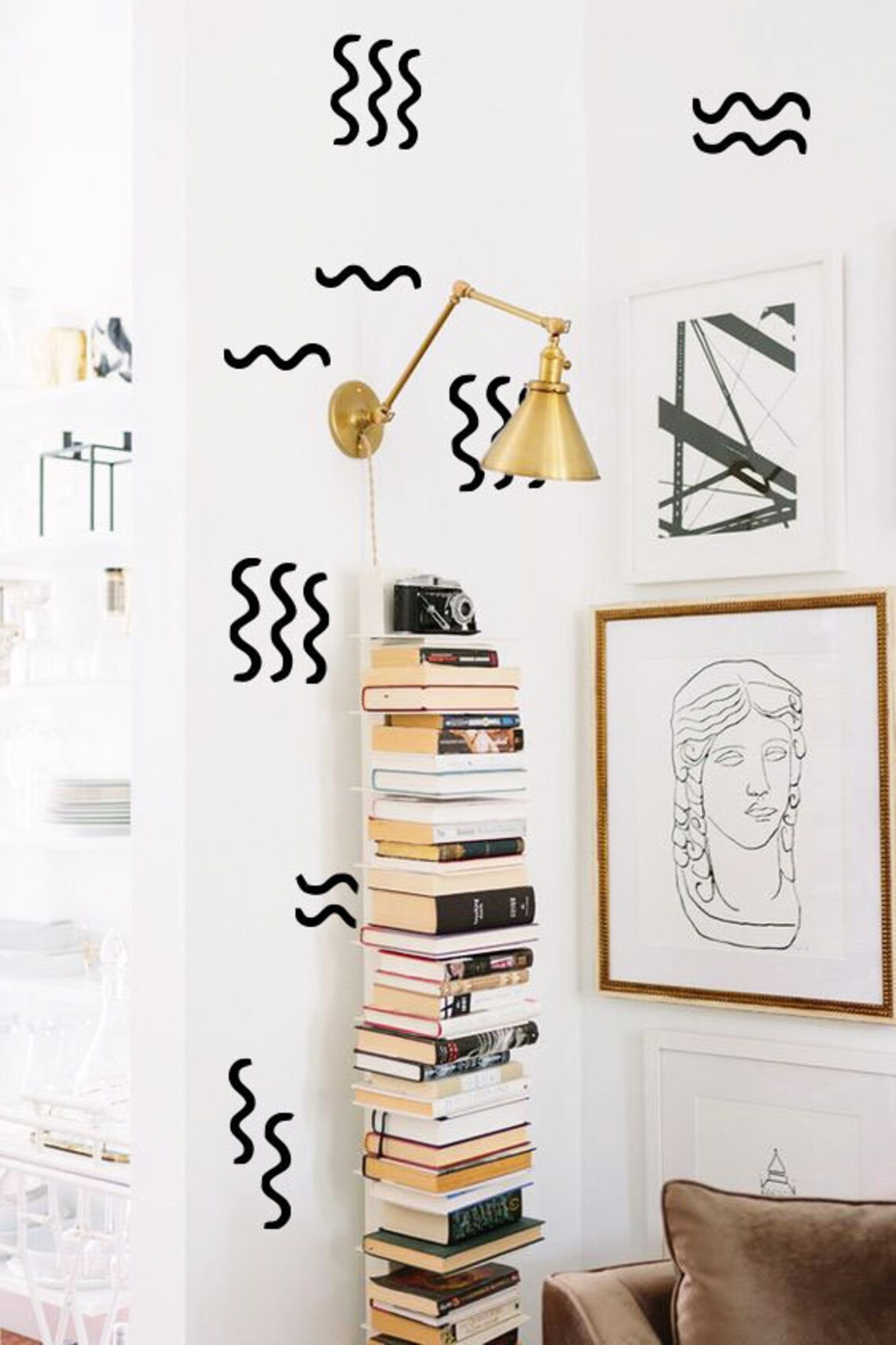 Waves Wall Decals Wave Wall Sticker Hand Drawn Sticker Etsy