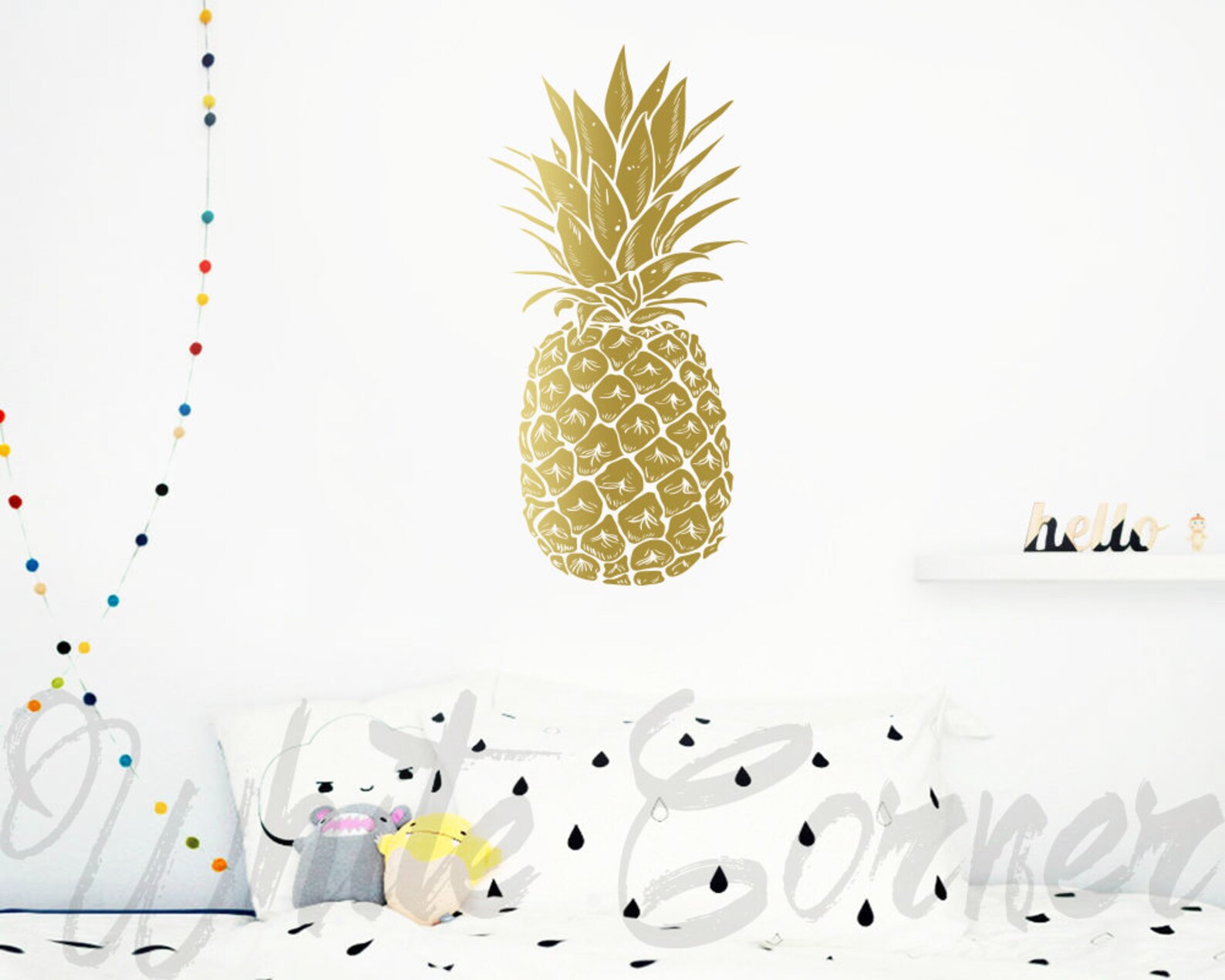 Pineapple Wall Decal Large Wall Decal Gold Vinyl Decals Etsy