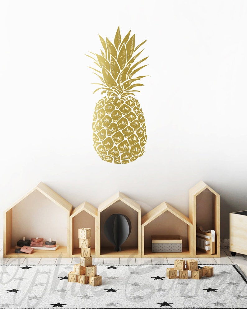 Pineapple Wall Decal Large Wall Decal Gold Vinyl Decals Etsy