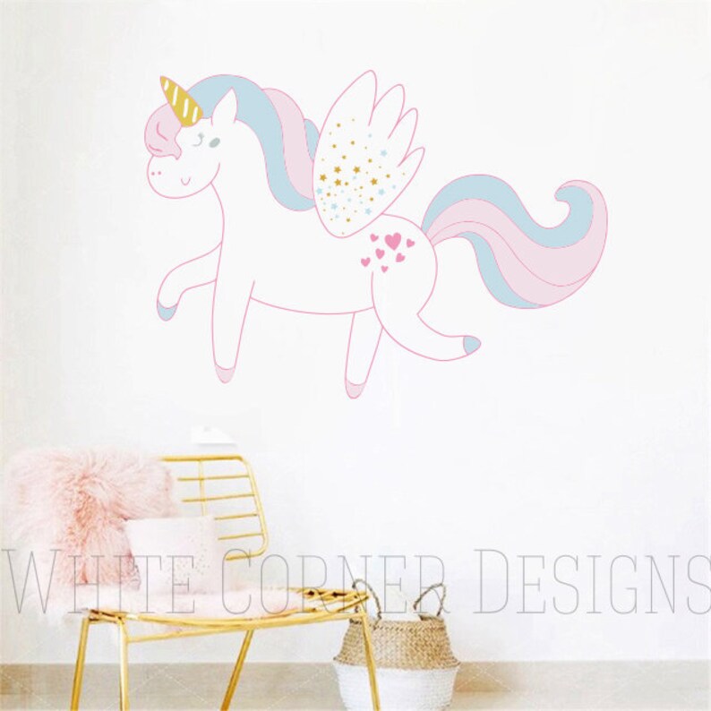 Unicorn Wall Decal Vinyl Wall Decal Unicorn Decal Kids Etsy