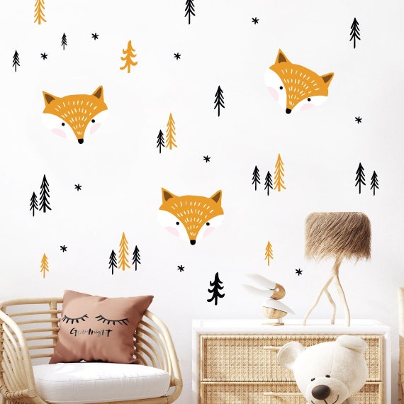 Fox Wall Decal Fox Wall Decals Pine Tree Wall Decal Pine Etsy