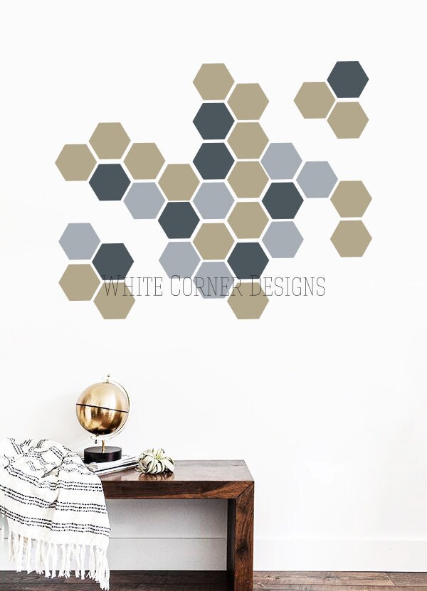 Honeycomb Wall Decals Geometric Wall Decals Gold Vinyl | Etsy