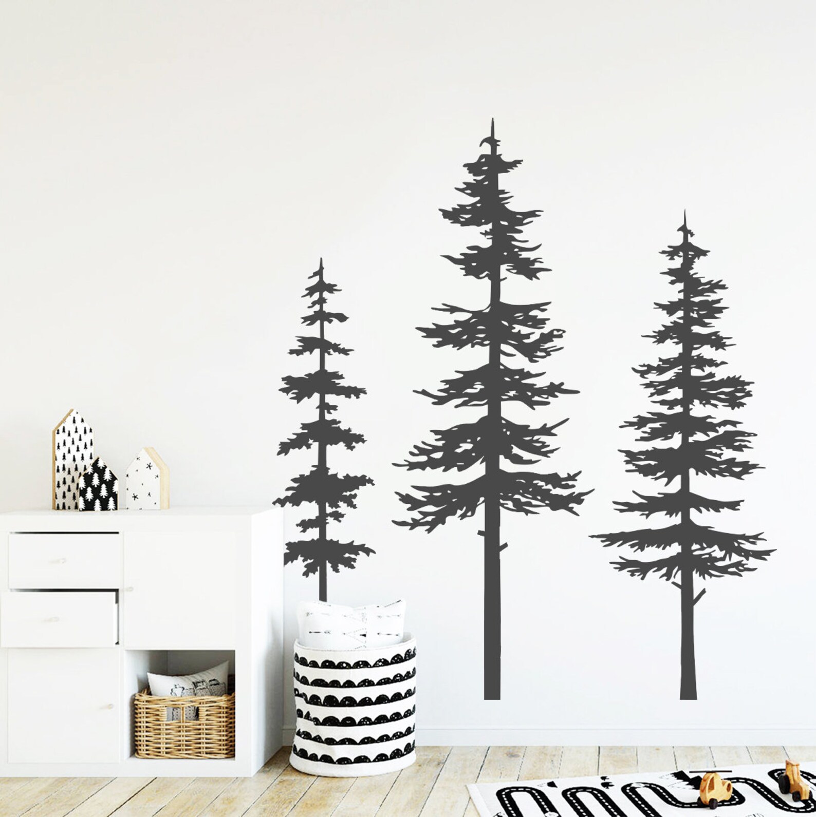 Pine Tree Forest Wall Decals Tree Wall Decals Forest Mural Etsy