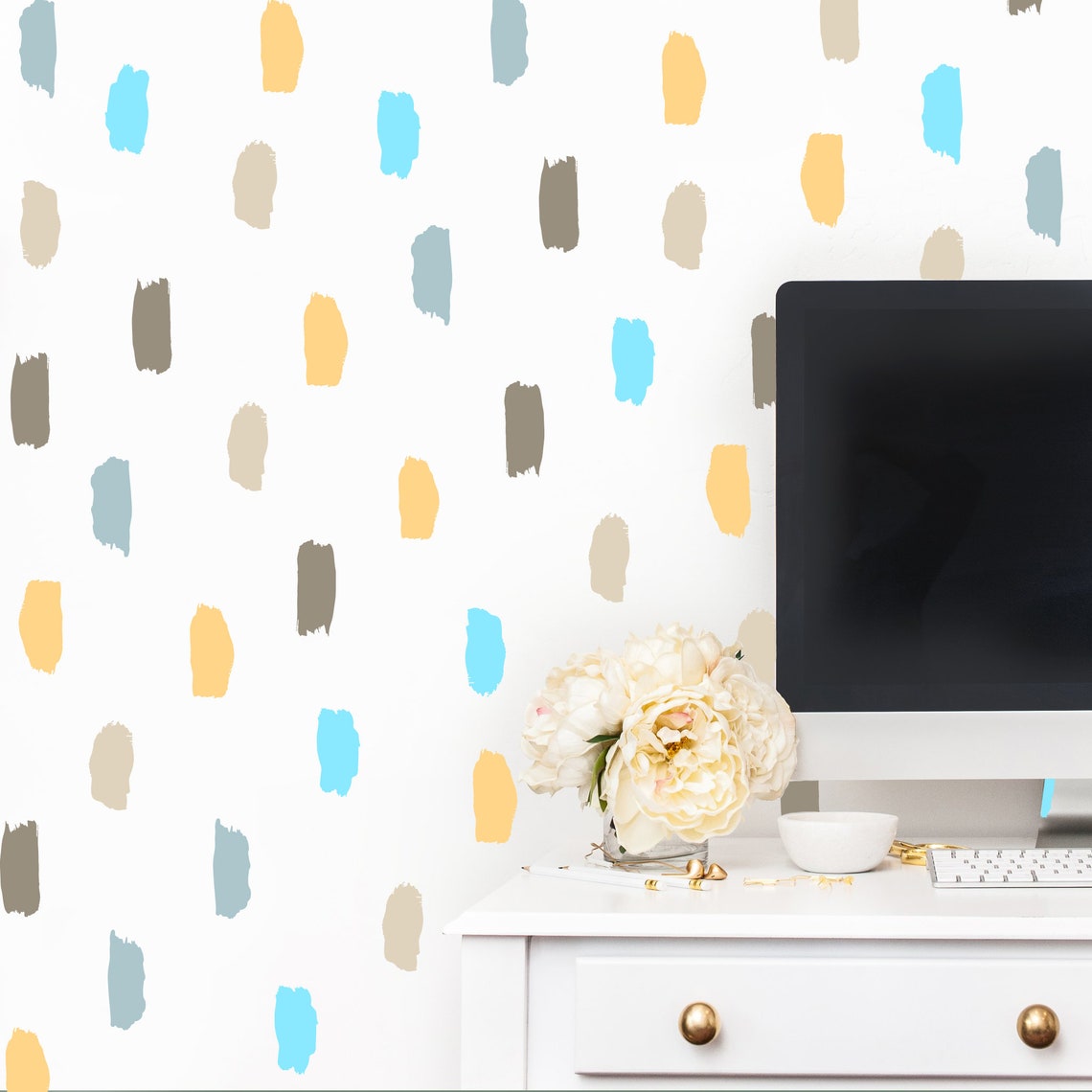 Paint Wall Decals Brushstroke Sticker Multi Colored Brush Etsy