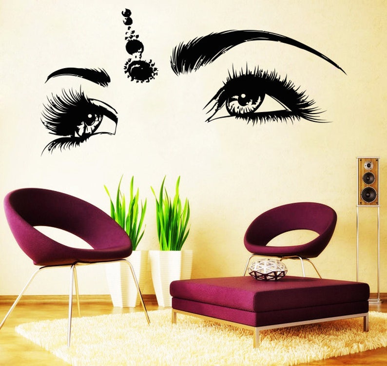 Eyelashes decal,Eyelashes Eye Decal,Eyelashes Eye Sticker,Girls Eyes,Eyebrows Decal,Brow Bar decal,Beauty Salon Decal,Make Up Decal kau394
