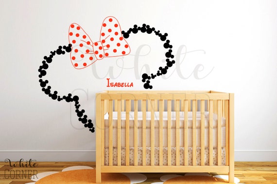 mickey mouse head wall decal minnie mouse wall decal disney | etsy