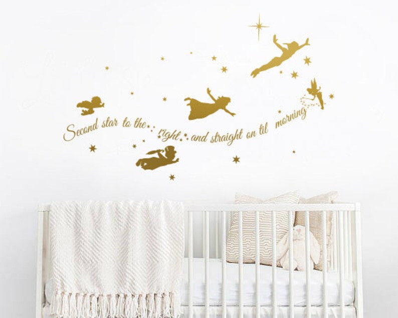 Second Star To The Right Peter Pan Wall Decal Tinkerbell Sticker Disney Stars Nursery Rta1903