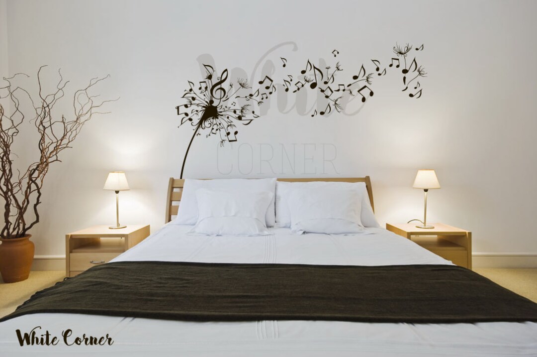 Dandelion Wall Decal Music Dandelion Decal, Flower Wall Sticker, Music