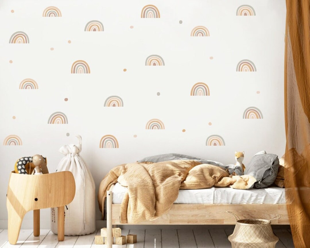 Boho Rainbow Wall Decals Hand Drawn Rainbow Wall Sticker Etsy