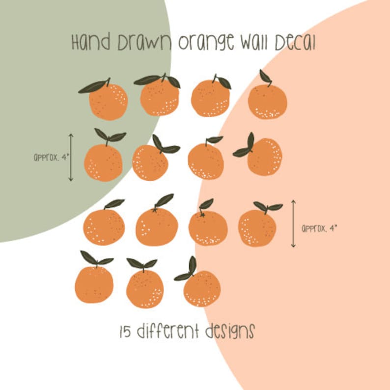 Orange Wall Decals Orange Hand Drawn Decal Kitchen Wall Etsy