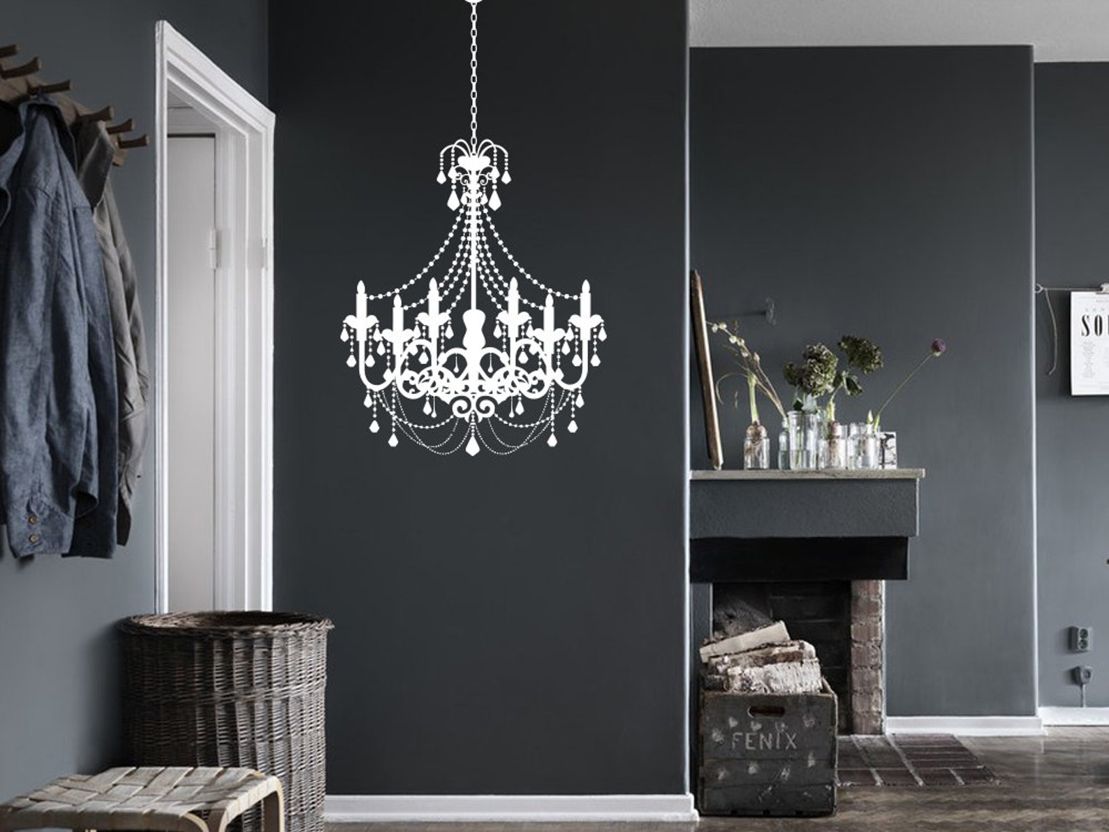 Chandelier Wall Decal Chandelier Wall Sticker Luster Wall Etsy