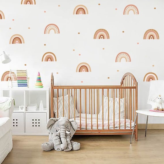 Boho Rainbow Wall Decals Hand Drawn Rainbow Wall Sticker Etsy