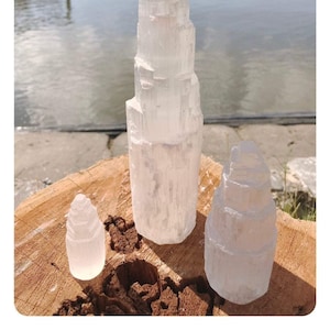 Raw SELENITE Skyscraper TOWER 3 Sizes/Shapes 2- 7” Tall - Healing Crystal ~Twisted Tower