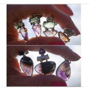 Genuine SUPER 7 Pendant and Super 7 jewelry ~ 925 Sterling Silver  - This Healing Crystal has over 7 minerals Amethyst Smoky Quartz L133