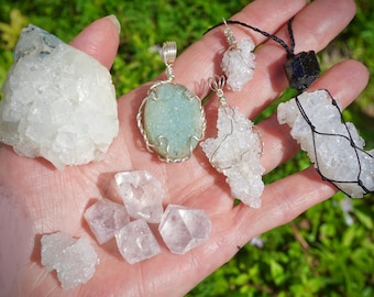 Raw Clear APOPHYLLITE Crystals - AAA Clarity ~ Pyramids - Clusters - Stillbite  ZEOLITE Healing Crystal L277