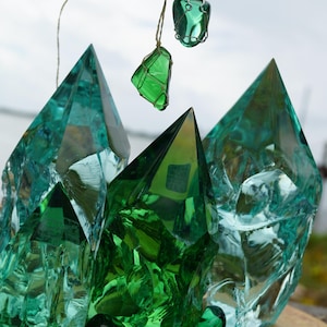 Green GAIA Stone or Aqua Obsidian Tumbled, Towers, Jewelry, Macrame 925 Silver Huge Crystal Point Green Obsidian from Mount Saint Helen L13