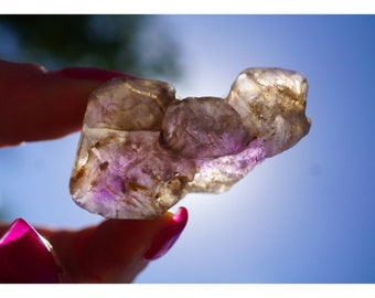 Raw Brandberg AMETHYST Point  from Fire Mountain in Africa - Healing Crystal ~ Elestial Quartz