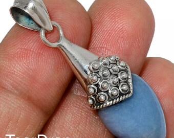 Tumbled ANGELITE Pendants .5-1”- Healing Crystal  - Blue Angelite Jewelry Angelite Necklace