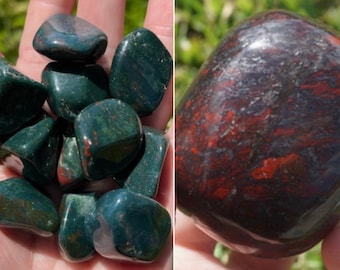 One BLOODSTONE Medium Size Polished or Tumbled Stone -This Healing Crystal can give Courage Strength and Confidence