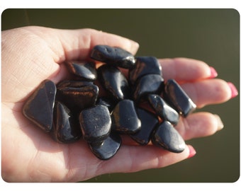 Tumbled SHUNGITE Medium Pocket Stone 3/4 - 1 inches  Size - This Healing Crystal can Heal your body and EMF Protection Bn3