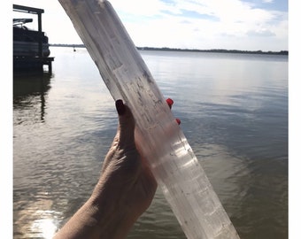 White SELENITE Log or Selenite Wand Sticks sizes 8-19” plus Red Selenite - Healing Crystal that has a higher frequency than Quartz L30
