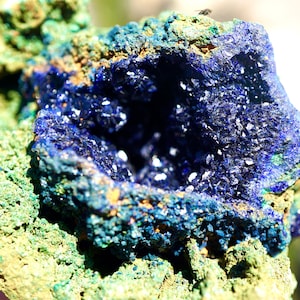 Rough Blue Azurite and Green Malachite - Rare Azurite Cluster - Azurite Blueberry ~ Polished Malachite Freeform ~ Healing Crystal