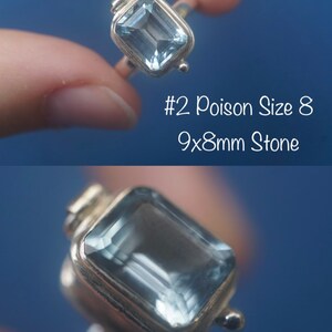 Faceted BLUE TOPAZ Ring ~ Topaz Jewelry ~ set 925 Silver Adjustable and Size 6, 7, 7.5, 8.5 ~ Healing Crystal #2 Poison Size 8