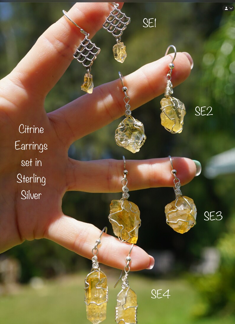 Faceted Citrine Earrings 925 Sterling Silver Citrine Jewelry Healing Crystal image 2