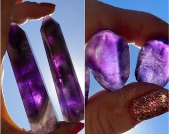 Tumbled Brandberg AMETHYST Fire Mountain in Africa - Violet Flame Amethyst - Fluorescent Purple Amethyst Healing Crystal L70