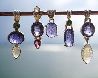 Faceted IOLITE Crystal Pendant - 40mm long - This Healing Crystal can enhance intuitions D40 CHECK