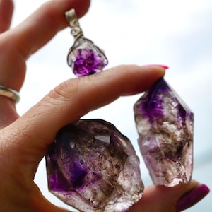Purple Brandberg AMETHYST Point and Pendant from Africa - Enhydro Scepter ~ Elestial Amethyst - Amethyst Quartz L14