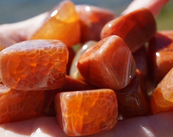 Tumbled FIRE AGATE Crystals - Medium Size 15-25mm - This Healing Crystal is full of fire