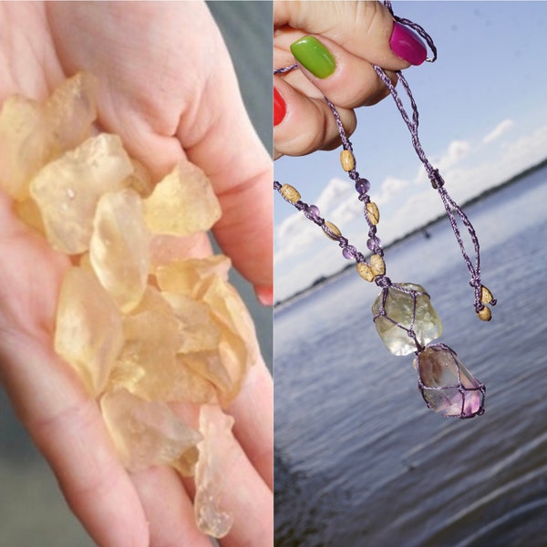 Libyan Desert Glass - Libyan Gold Tektite Grade A Libyan Jewelry ~ Macrame Necklace Wholesale Prices - This Healing Crystal is to manifest