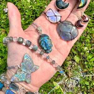 Blue LABRADORITE Necklace - Sterling Silver - Grade A flash - Labradorite Jewelry Moon Necklace - Healing Crystal L31